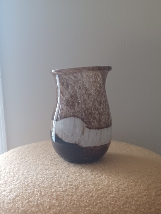 Other - Handblown Art Glass Vase in Brown and White